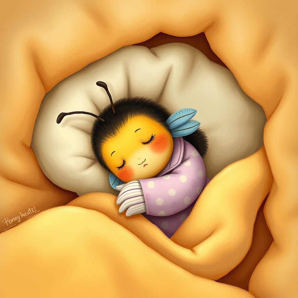Sleepy Bee in Pajamas, Potter Illustration