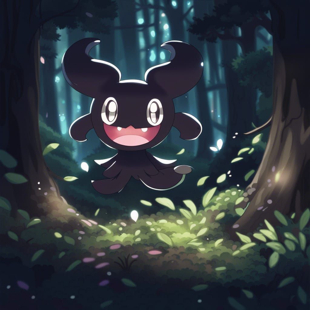 Phantump Pokemon in Anime Style Forest