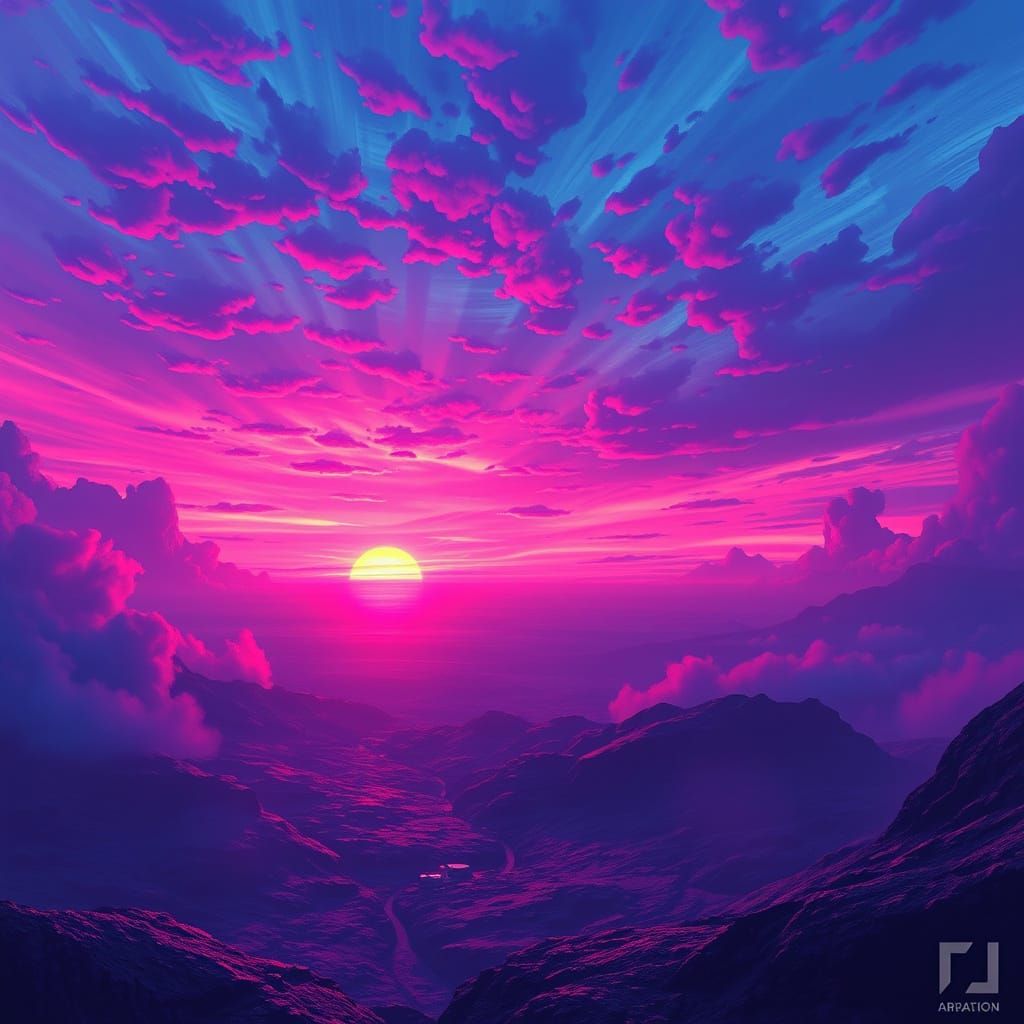Ethereal Sunset Dreamscape in Vibrant Hues
