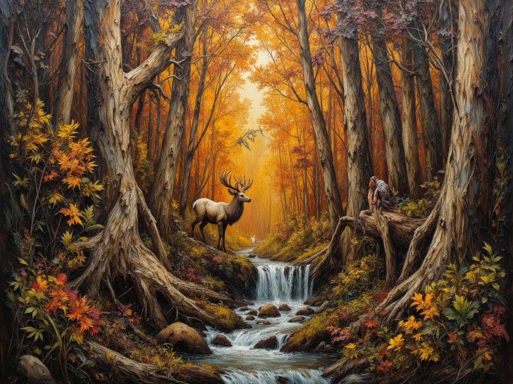 Weathered Cedar Totem Pole in Forest