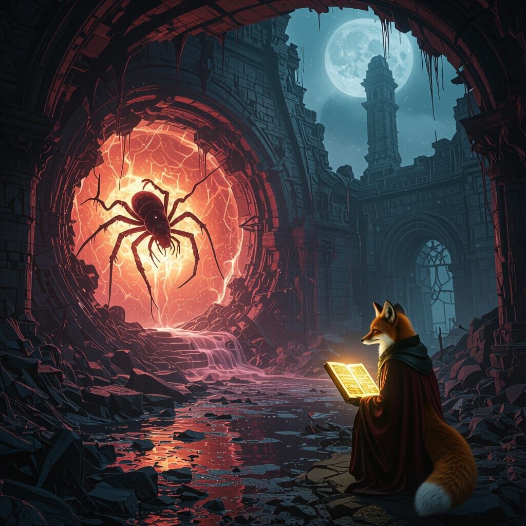 Cosmic Horror Abomination in Apocalyptic Ruins