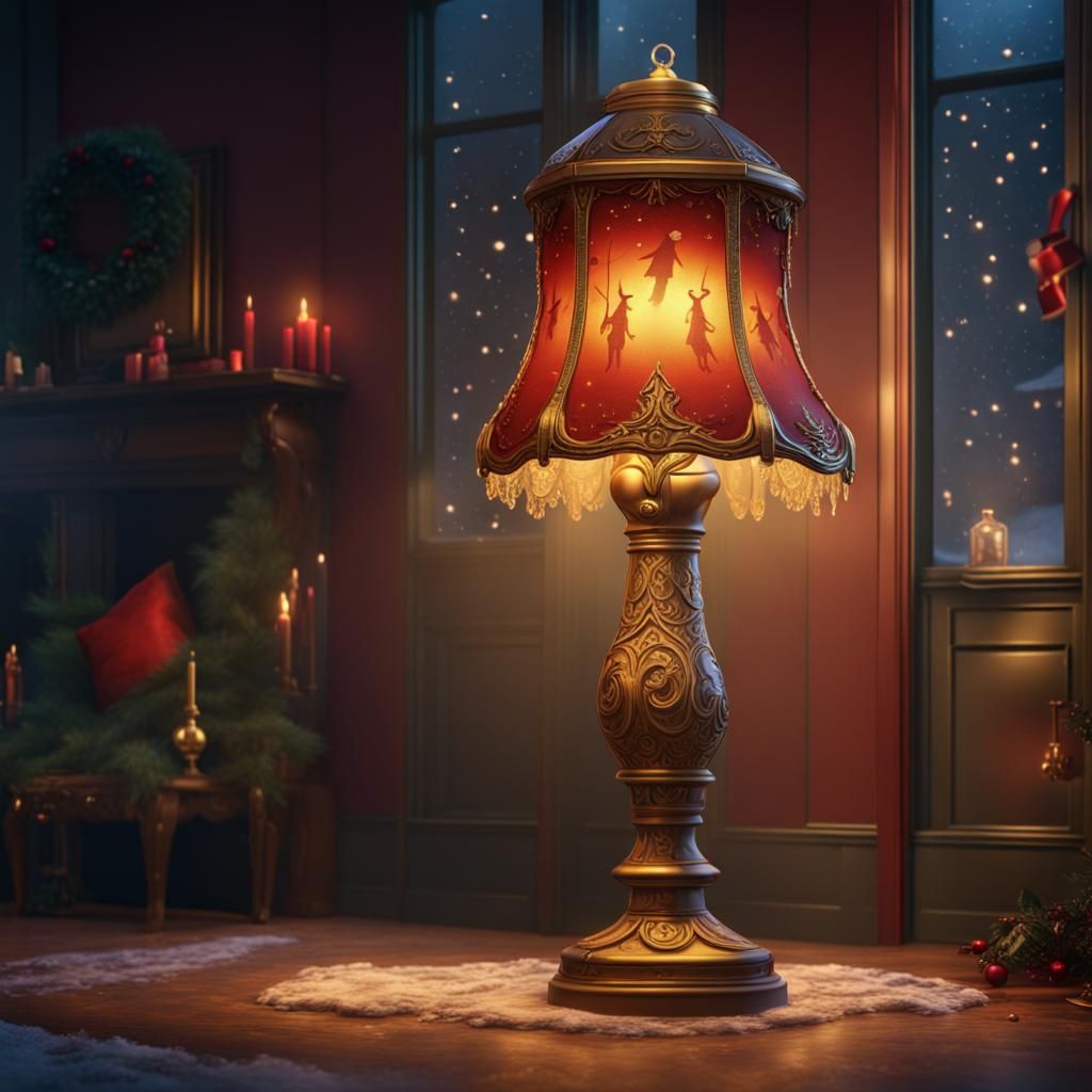 Christmas story Leg Lamp detailed matte painting, deep color...