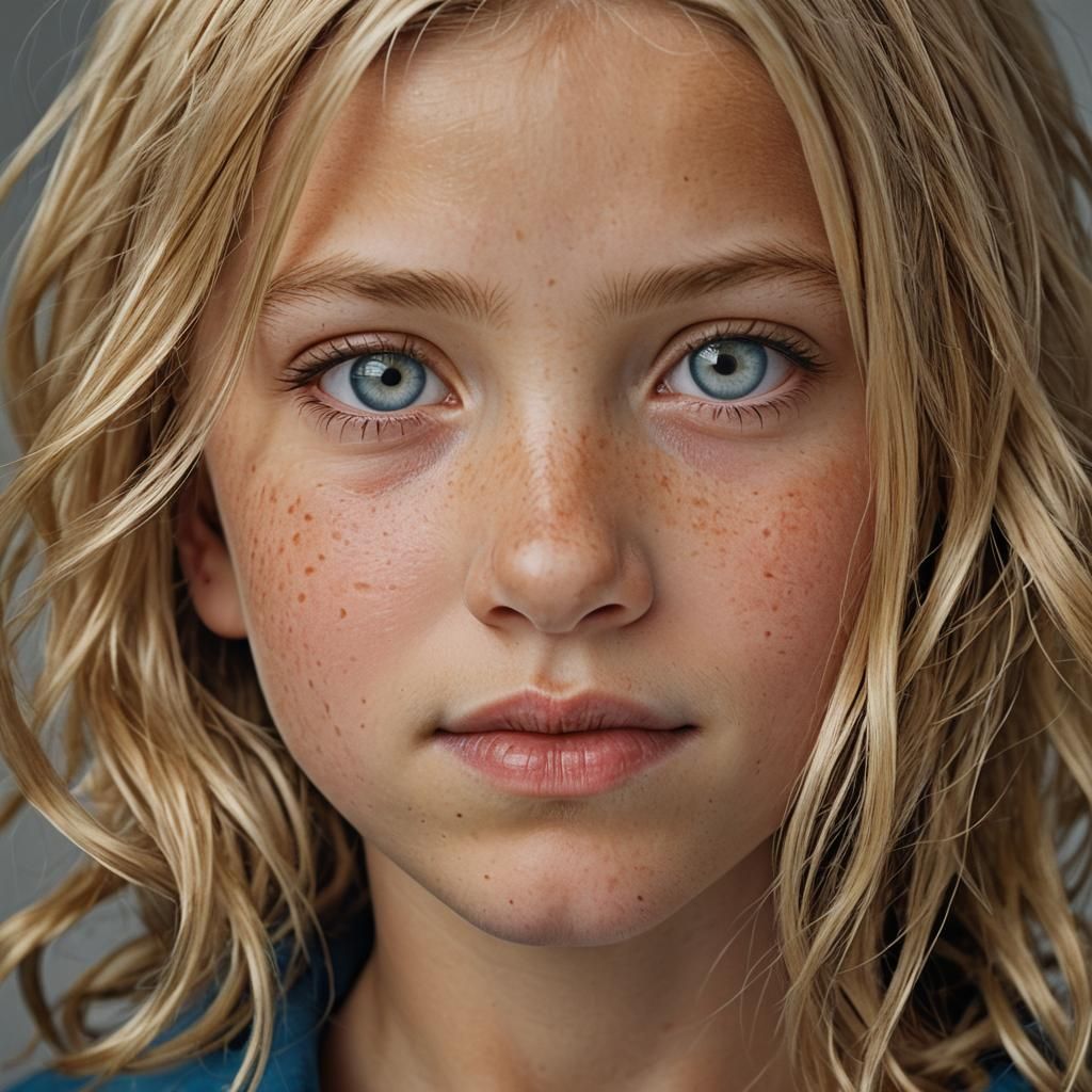 Close-Up Portrait of a Blonde Girl in Studio Lighting