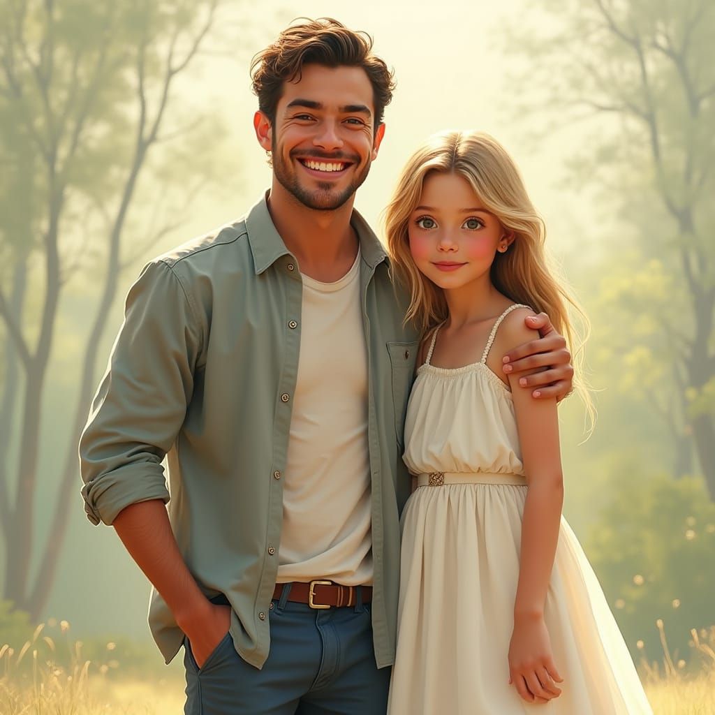 Photorealistic Father and Daughter Portrait