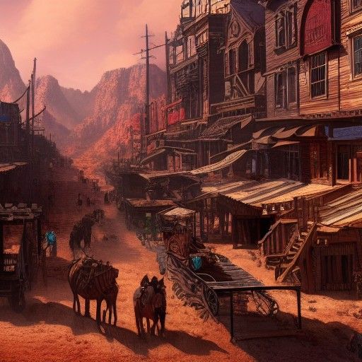 Detailed Wild West Town Matte Painting