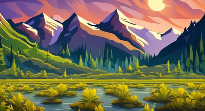 Cannabis Field in Abstract Mountain Valley