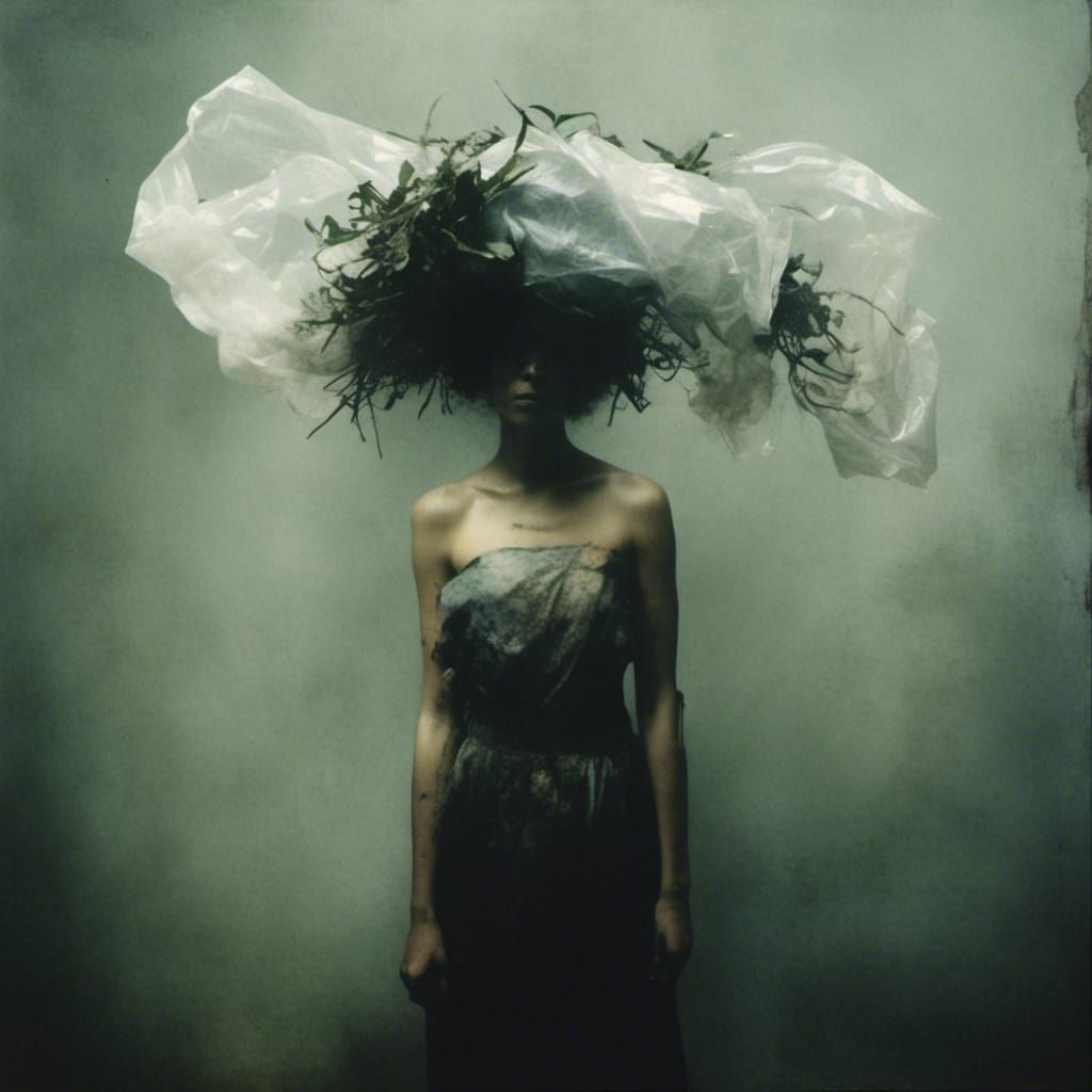 Urban Plastic Bag Art in Chiaroscuro Style