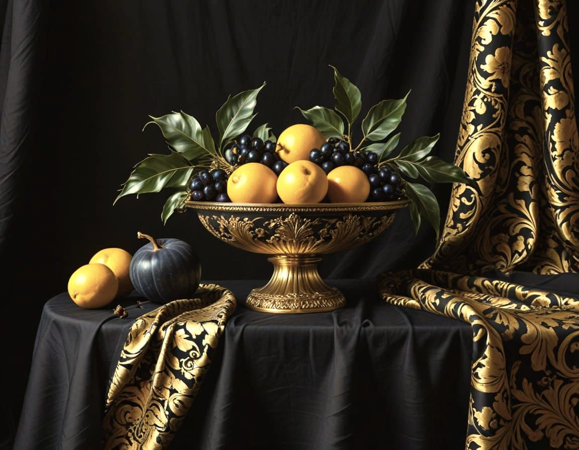 Orientalist Still Life in Black and Gold
