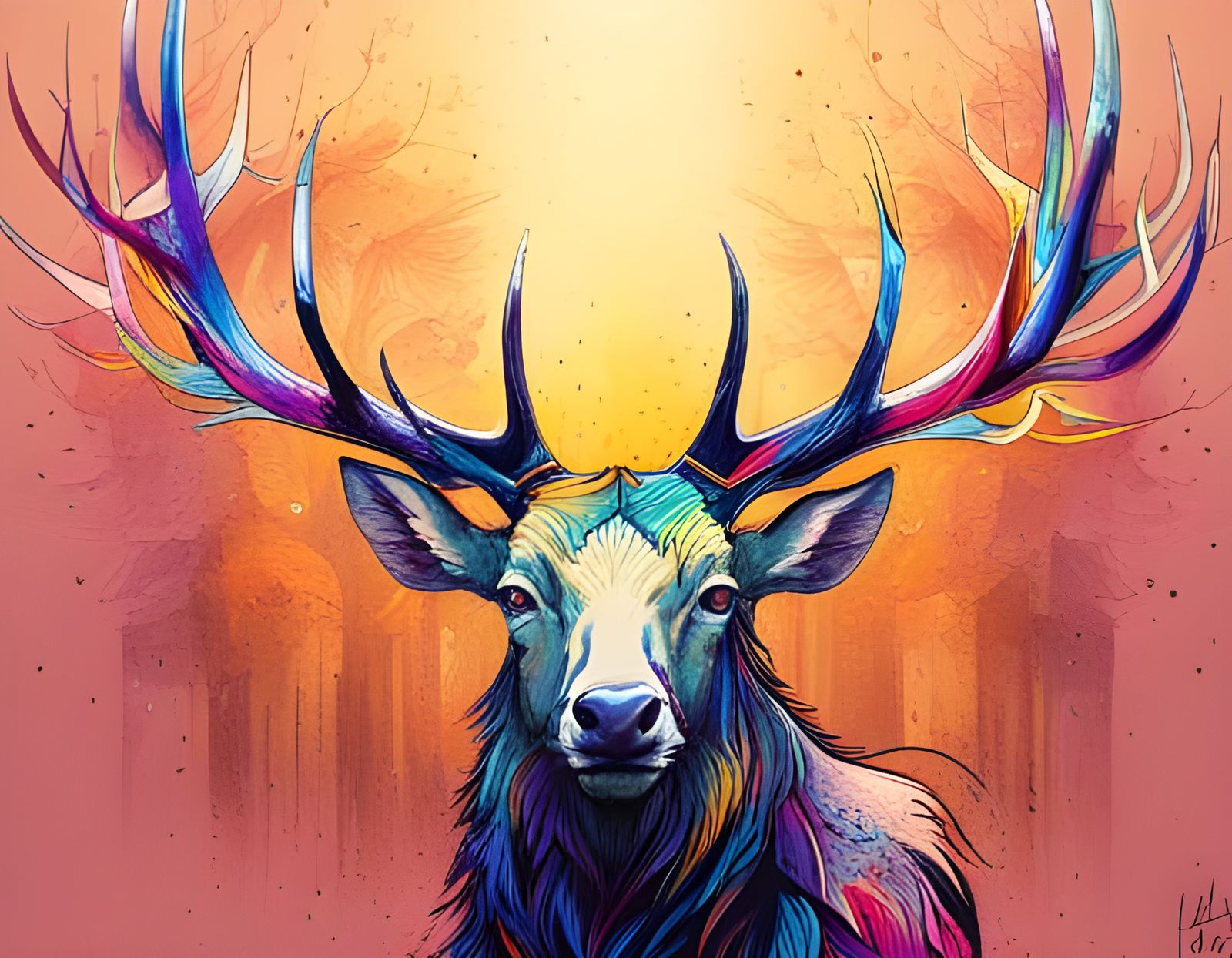 Majestic Elk Portrait in Fantasy Style