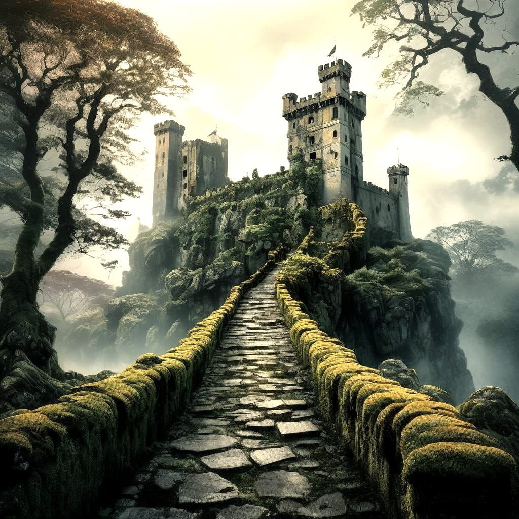 Atmospheric Ruined Castle in Fantasy Setting
