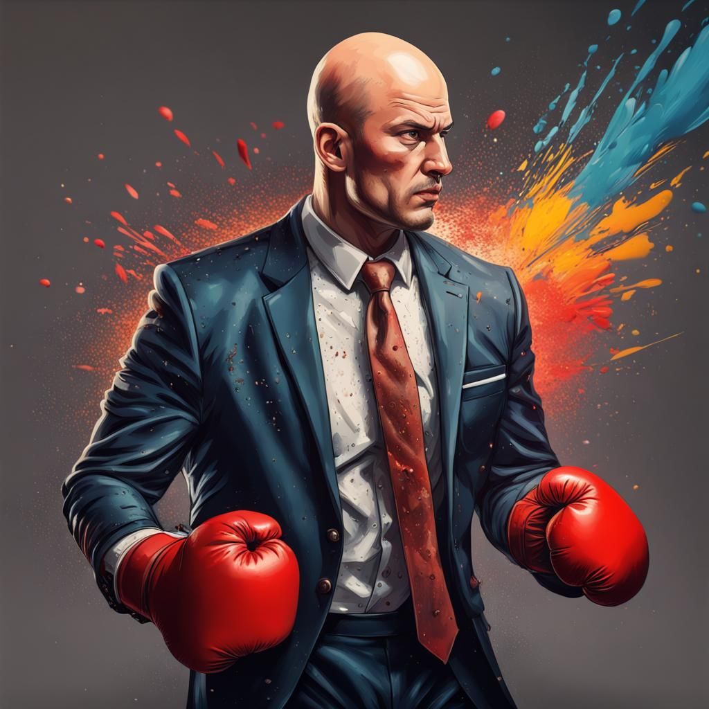 Hyperrealistic Croatian Man Boxing in Splash Art Style