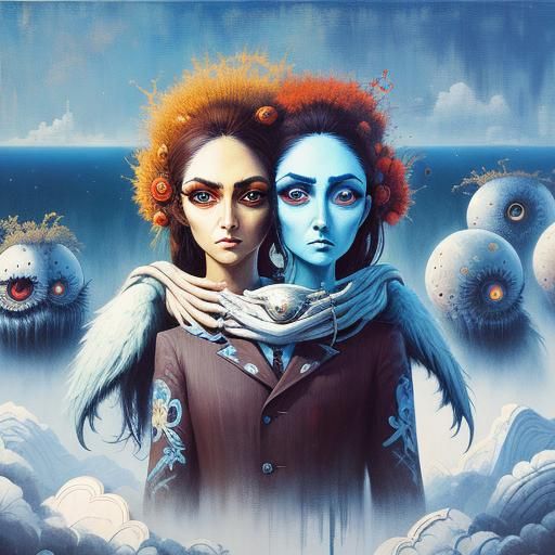 Pop Surrealist Figures with Detailed Eyes