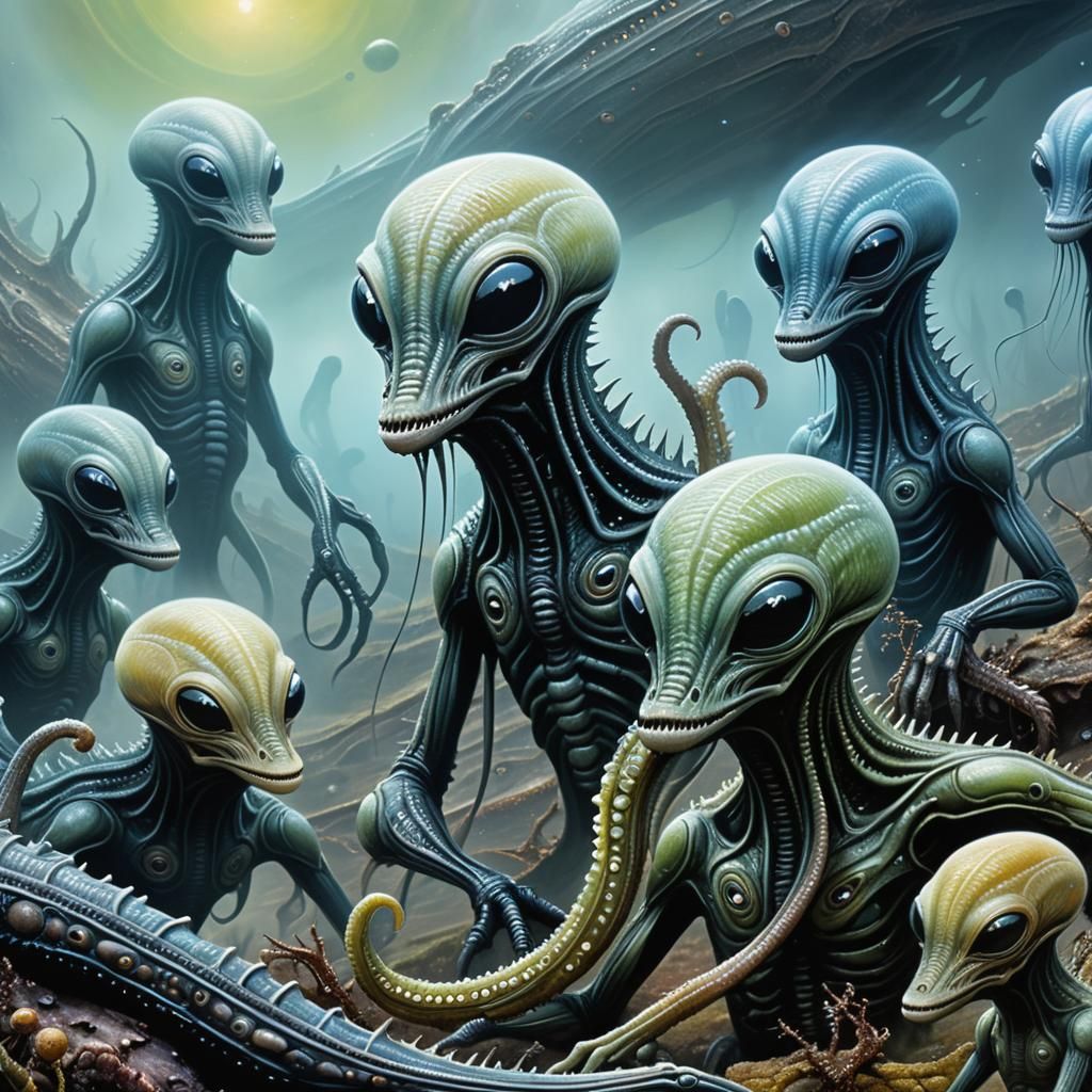 Bizarre Bioluminescent Aliens Emerge on Exoplanet in Oil Pai...