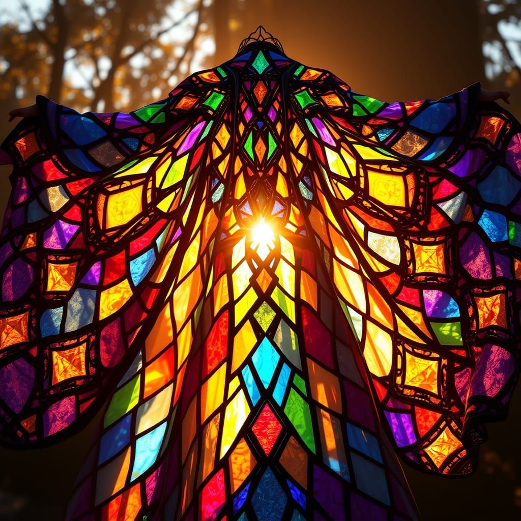 Stained Glass Robe With Shifting Geometric Panels in Golden ...