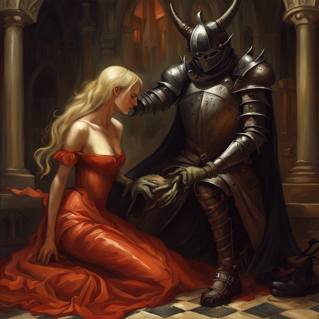Demoness Seduces Dying Knight: A Dark Temptation