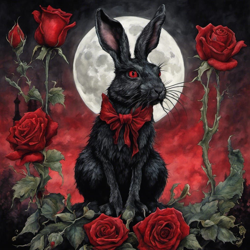 Lovecraftian Gothic Horror: Black Rabbit Under Moon