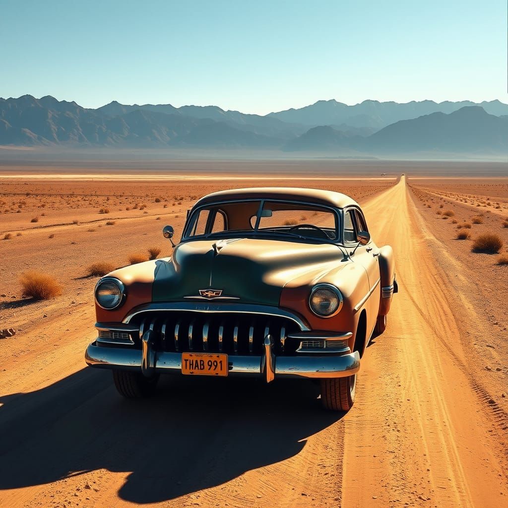 Vintage Car in Atacama Desert, Chile