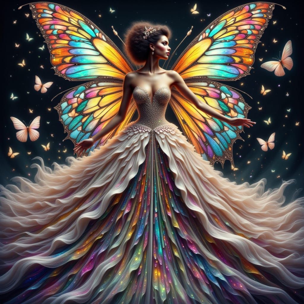 Haute Couture Butterfly Gown Digital Painting