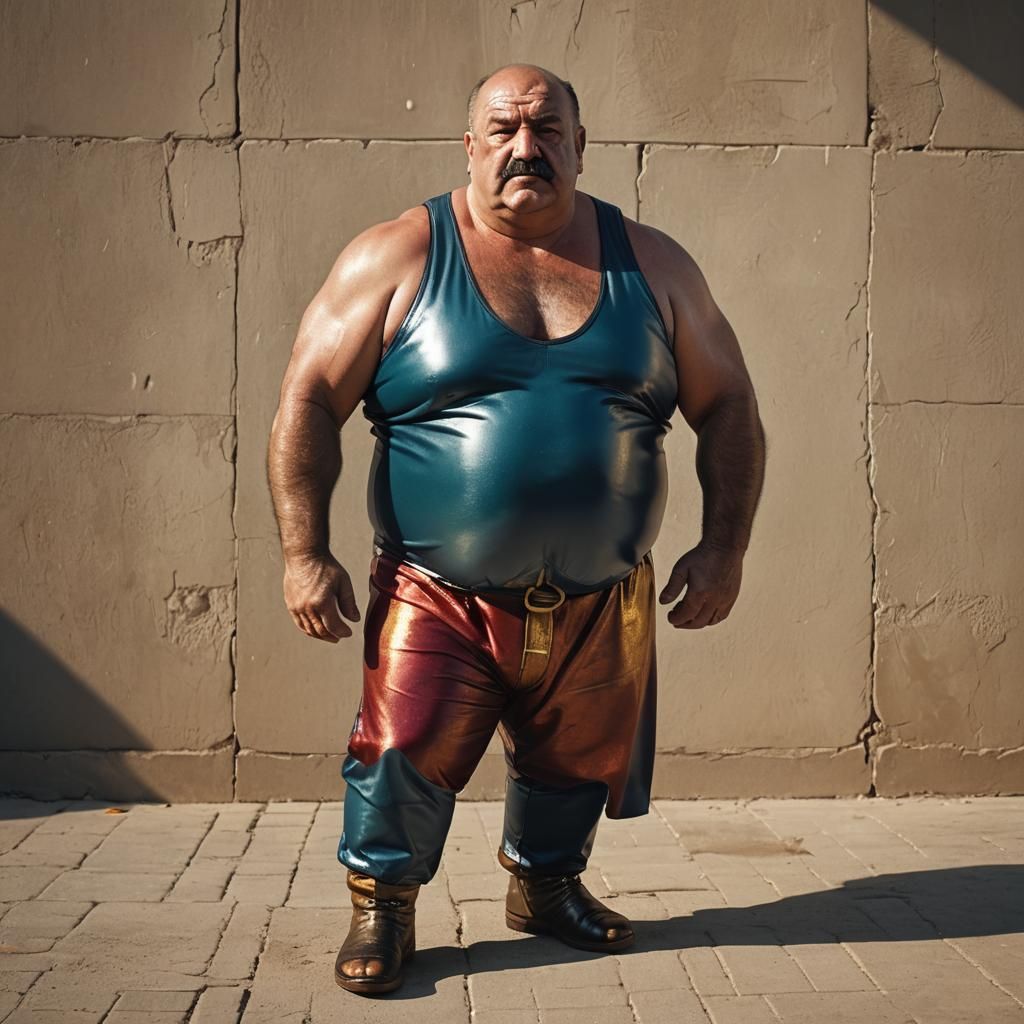 Defiant Turkish Wrestler in Polyurethane: Digital Art