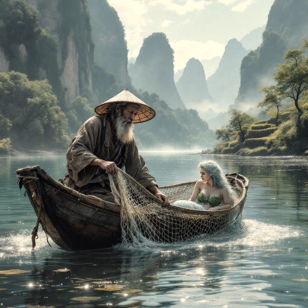 The old fisherman and the mermaid