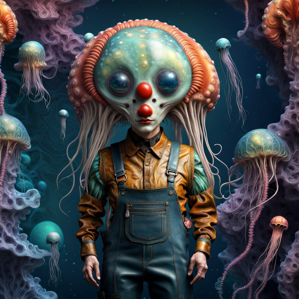 Whimsical Sea Creature Emerges from Fractal Depths