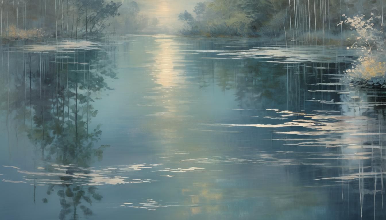 Moonlit Lake in Impressionist Style