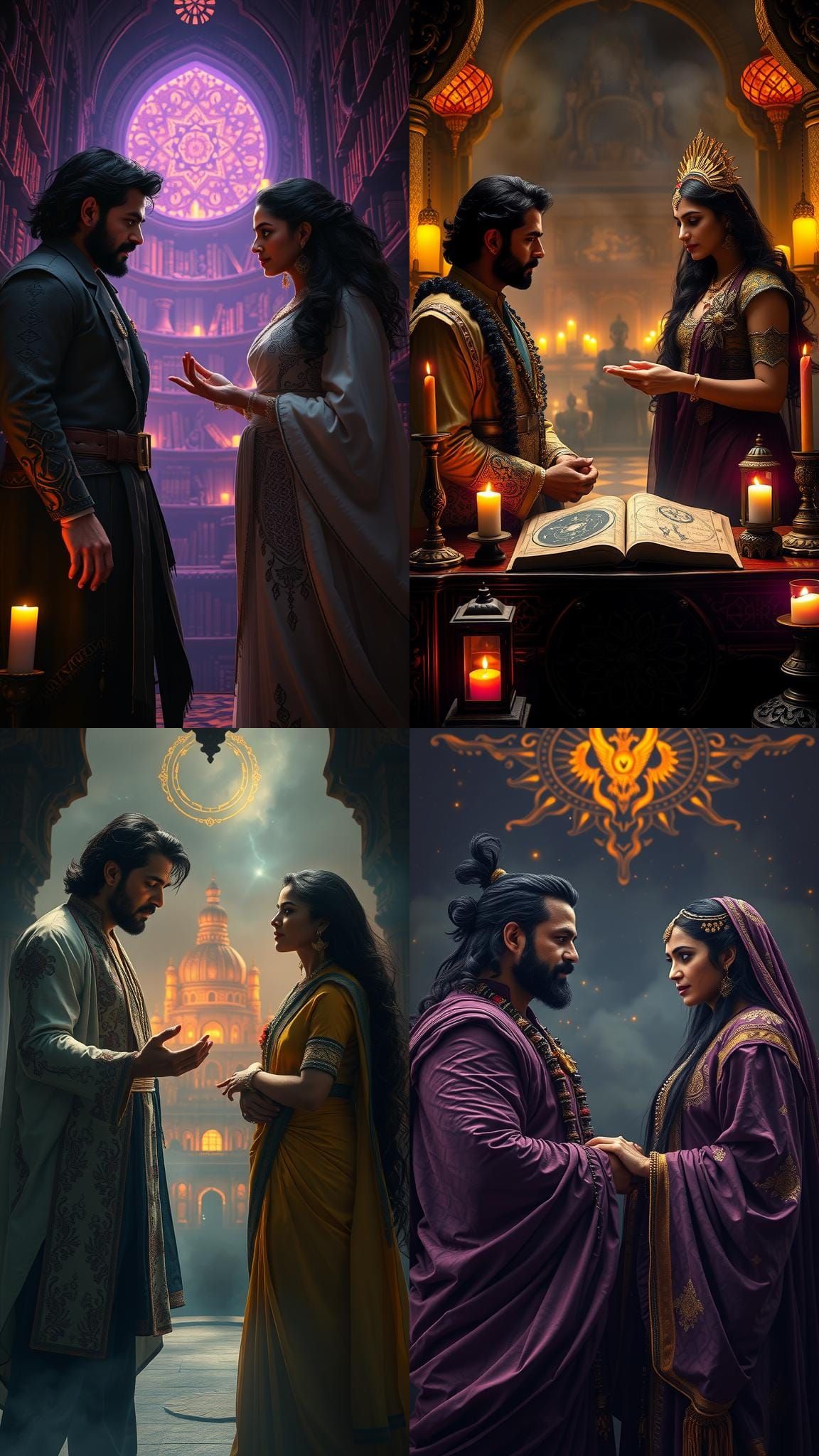 Fantasy Scene of Two Figures in Dynamic Lighting