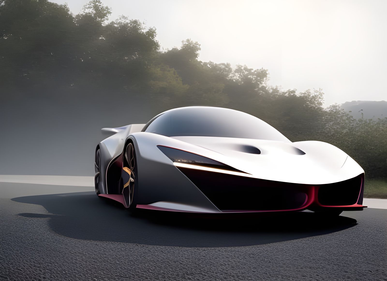 Absurdly Futuristic Car with Three Seats