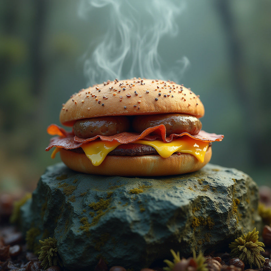 Scottish Breakfast Roll on Ancient Mossy Rock