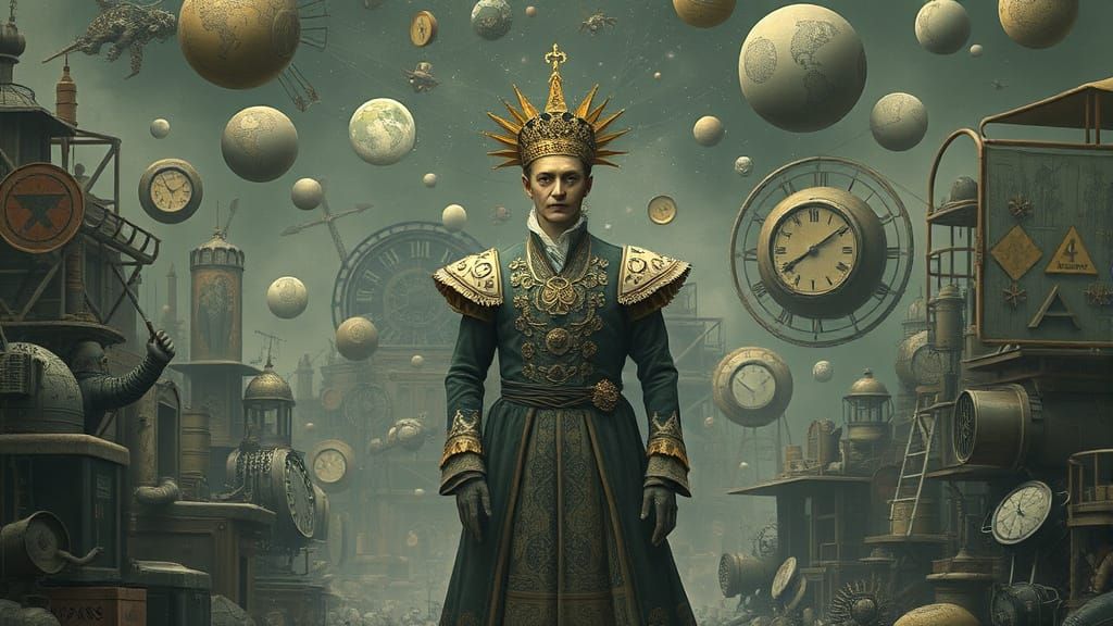 Ephemeral Figure in Futuristic Ruins