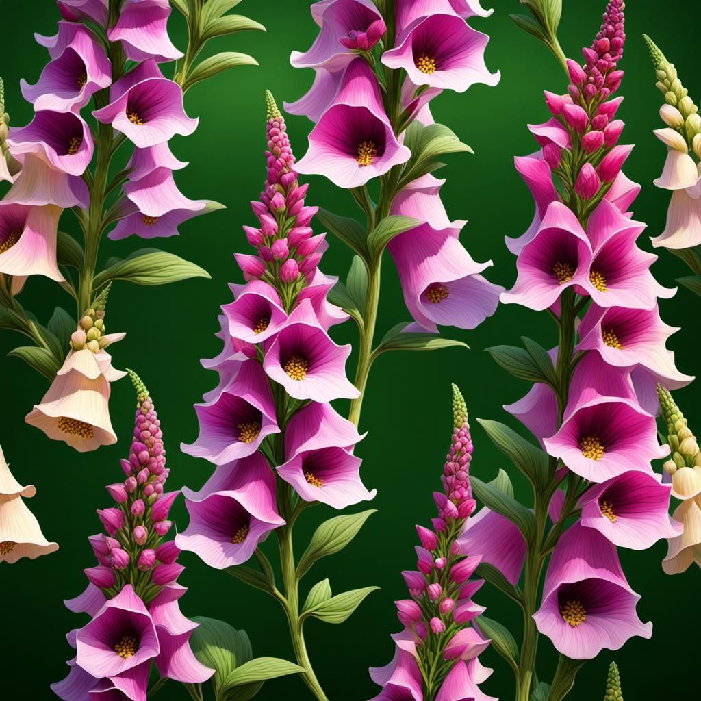 Hyperrealistic Foxglove Forest in Bloom