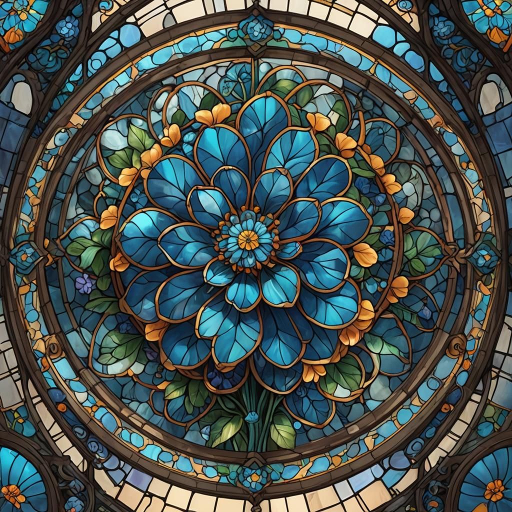 Stained Glass Flower: Detailed Matte Painting
