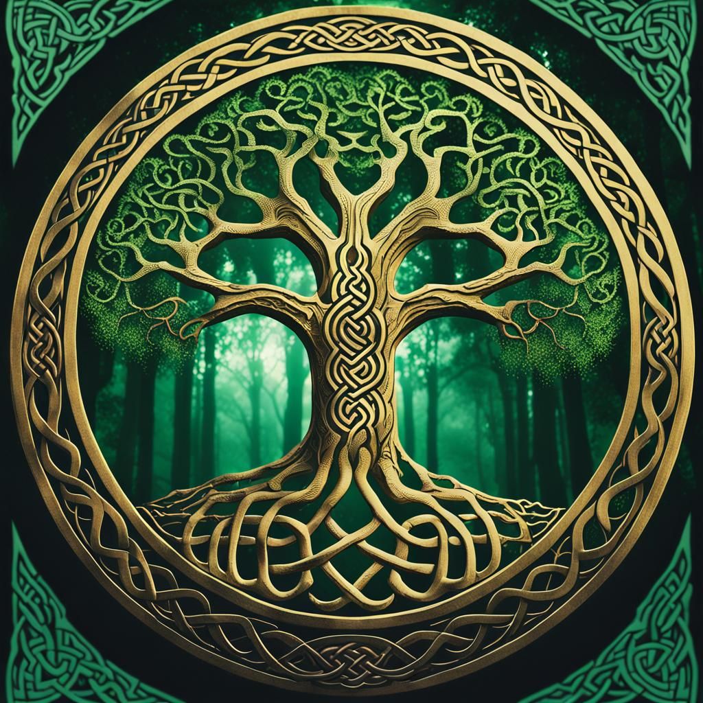 Mystical Celtic Tree of Life in Forest