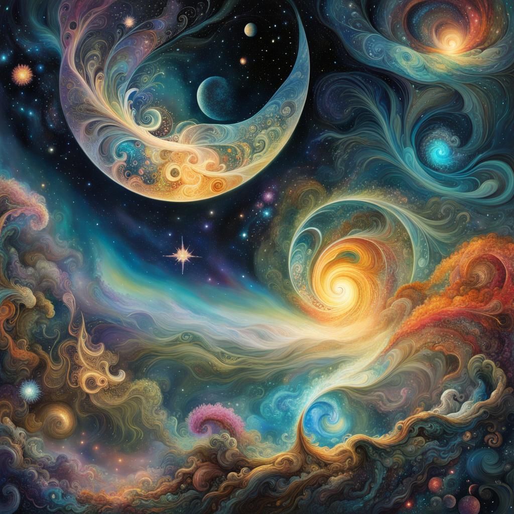 Magical Swirling Galactic Dreams in Fantasy Style