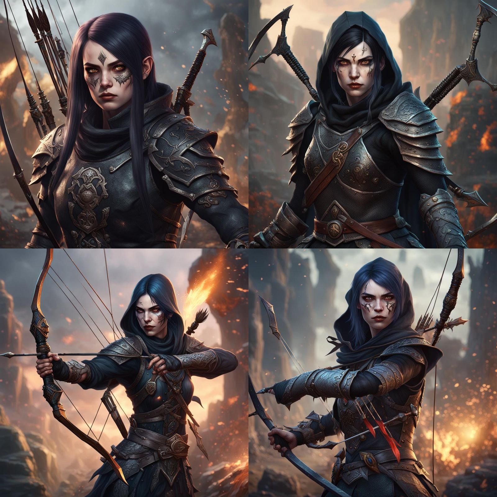 Goth Girl Fighter Portrait: Detailed Matte Painting