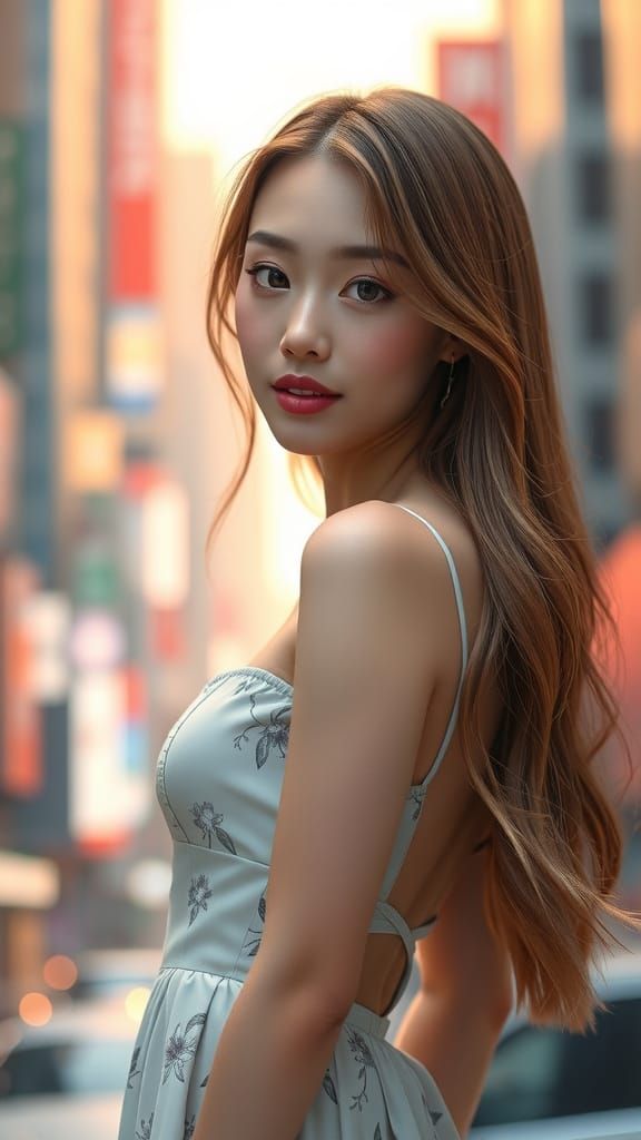 Ethereal City Goddess in Modern Attire