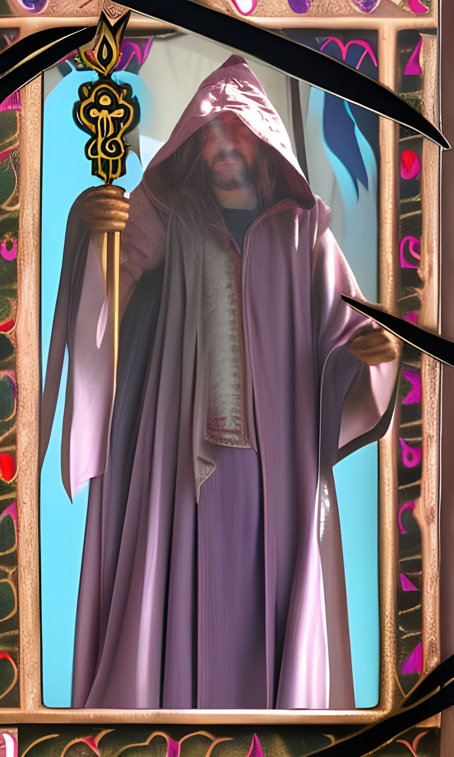 Chaotic Mage in Purple Robe: Tarot Card Art