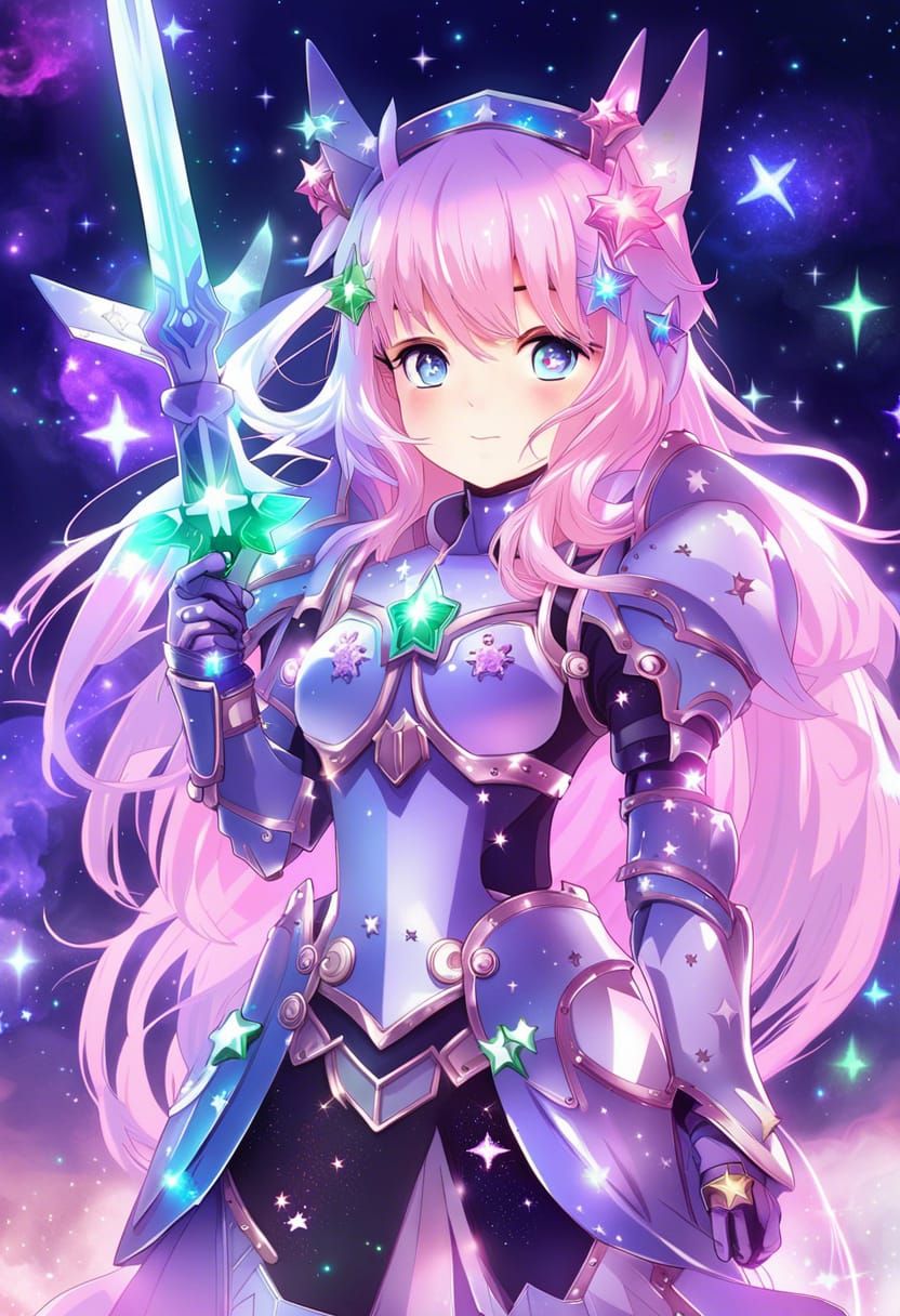 Anime Knight with Galaxy Star Armor