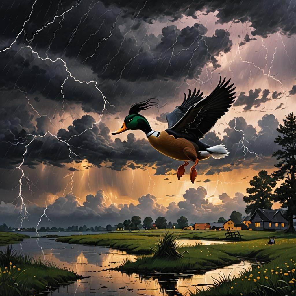 Daffy Duck in a Stormy Dusk