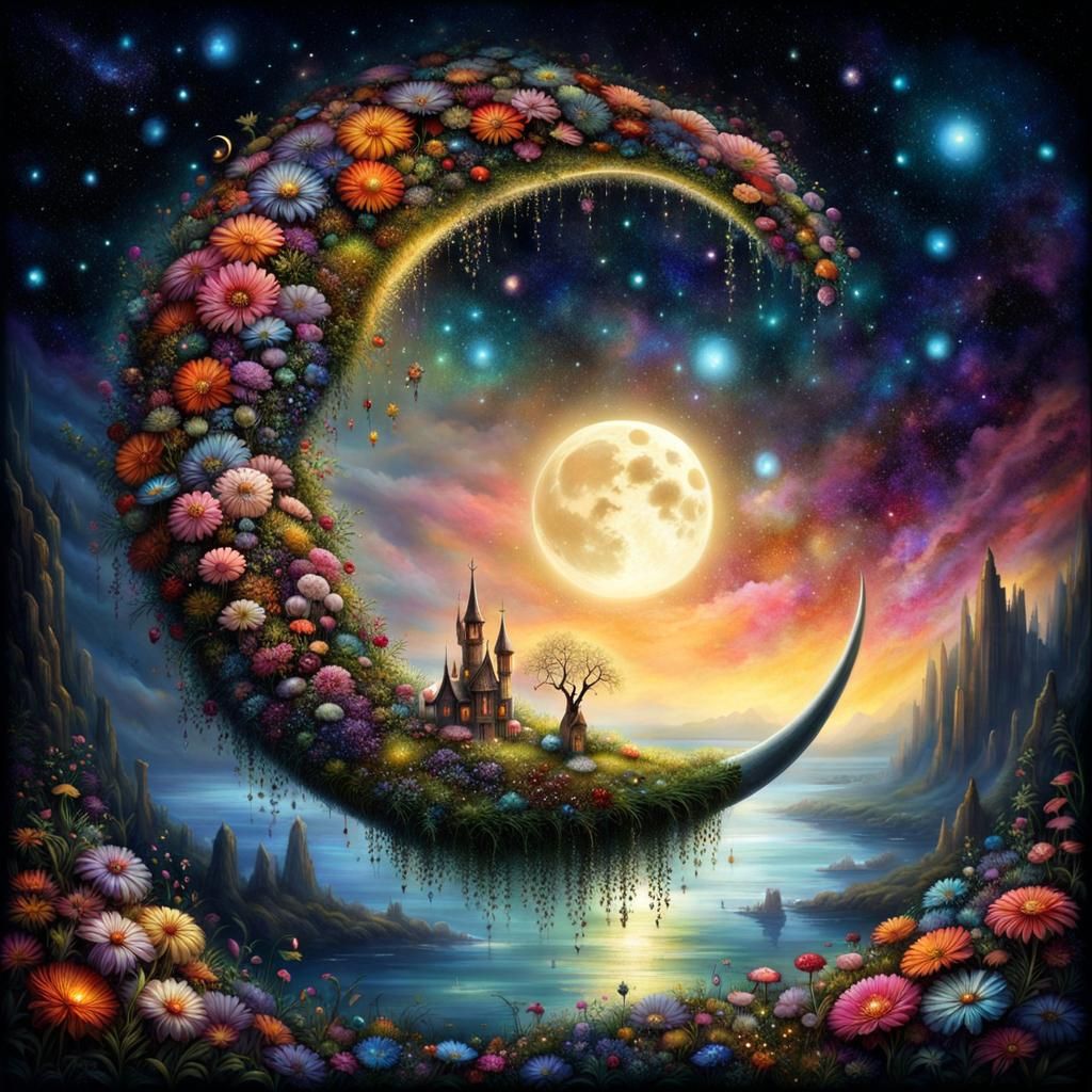 Flowery Utopia Portal Inside Crescent Moon