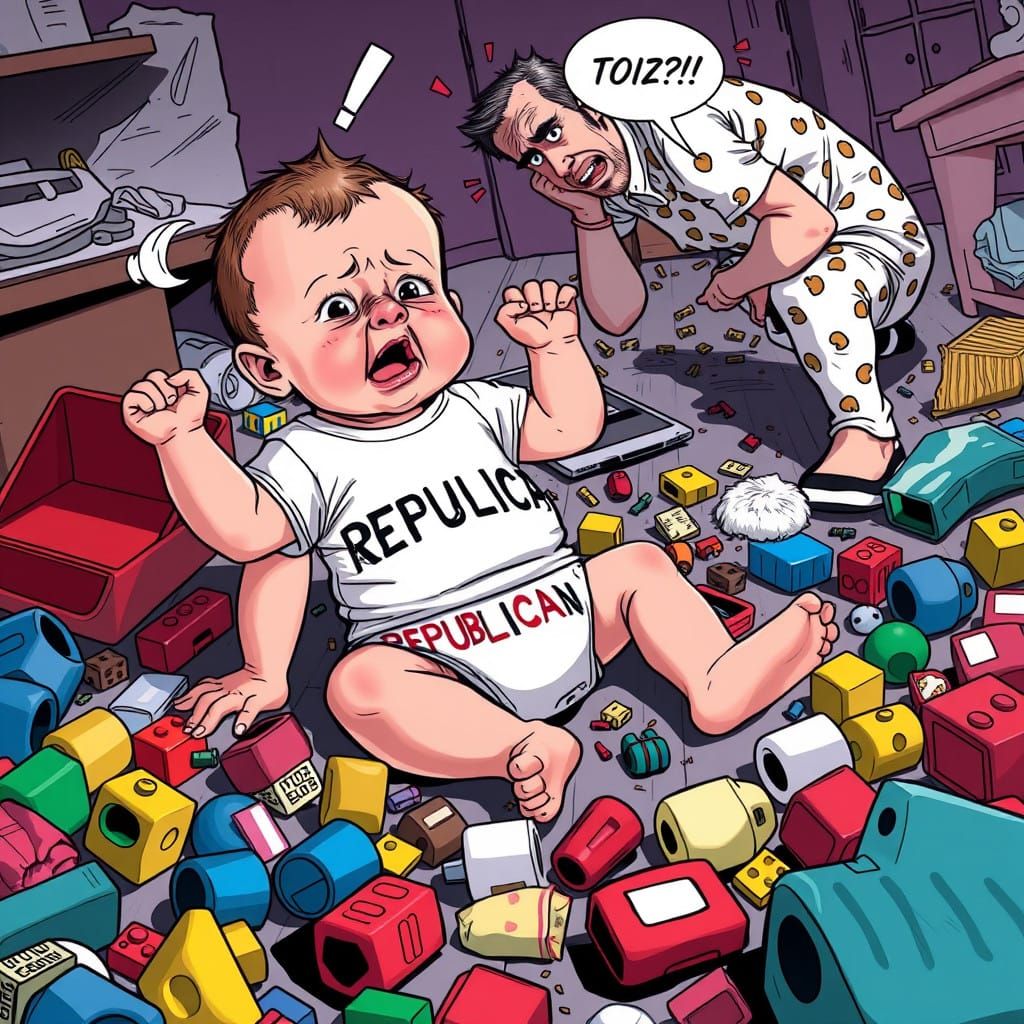 Chaos Reigns: A Republican Baby's Messy Masterpiece