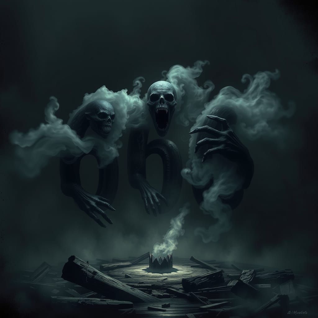 Ominous Number 666 in Dark Fantasy Style