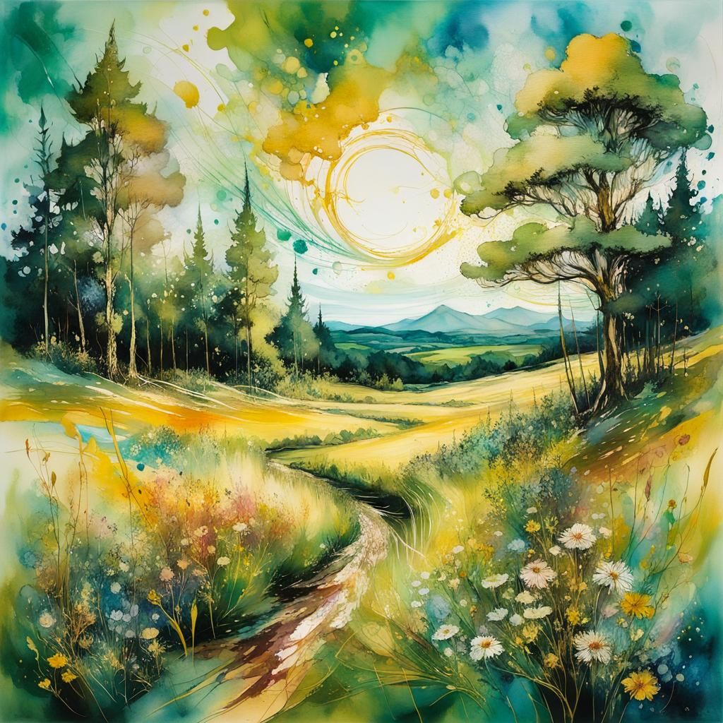 Enchanted Summer Meadow in Impressionist Style