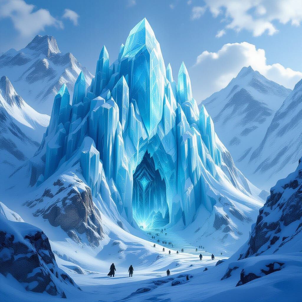 Supervillain's Crystal Fortress in Frozen Mountain