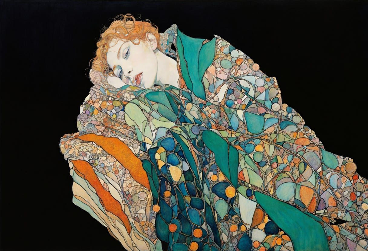 Intricate Pastel Organic Line Drawing in Abstract Style