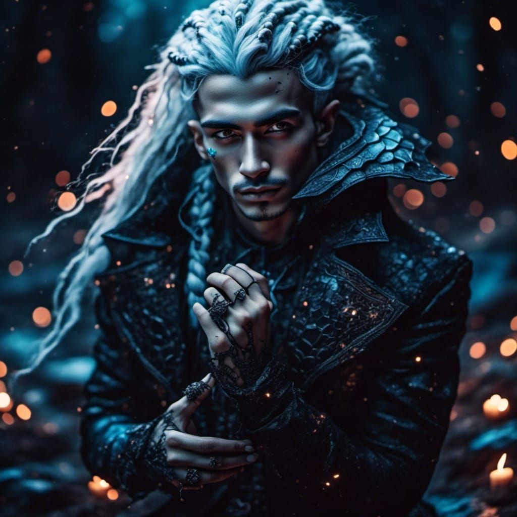 Gothic Dragon Kin Character with Night Sparkle