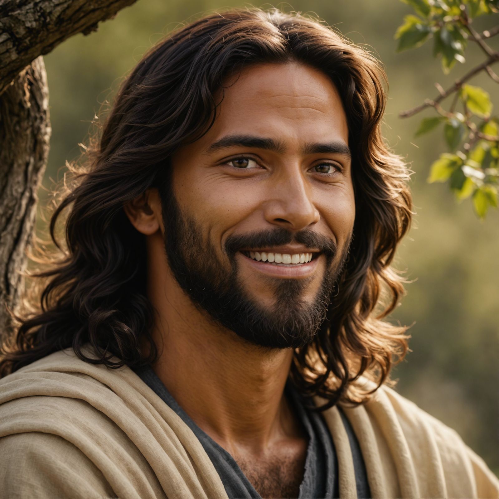 Peaceful Jesus Portrait in Charcoal Style