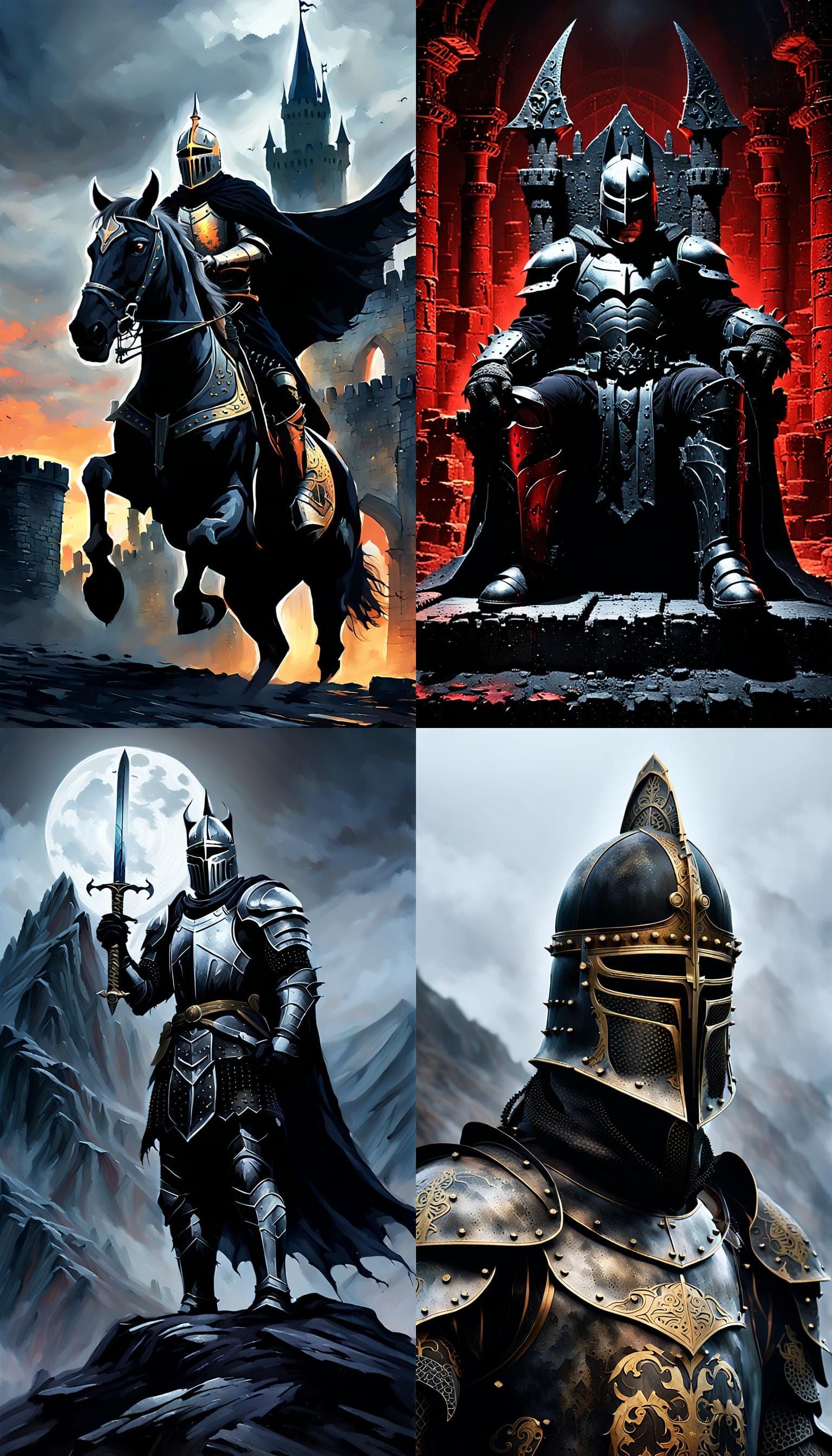 Dark Fantasy Black Knight in Armor