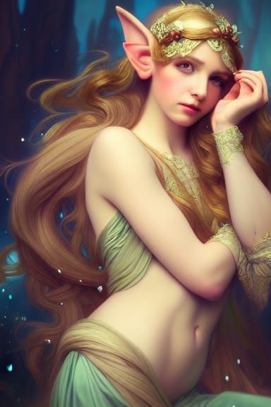 Ethereal Elf Princess: Renaissance Portrait in Rococo Style