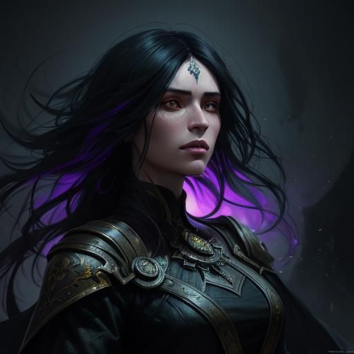 Dark Fantasy Beauty with Black Hair in 8K